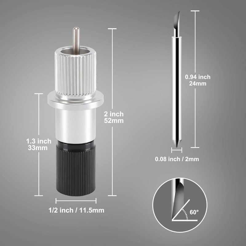 BFVV 20 Pcs 60 Degree Vinyl Cutter Plotter Cutting Blades Compatible with Roland Cutting Plotter, with Blade Holder Base,Tungsten Steel Blade Cut Tough Materials Up to 1.5mm in Thickness - Image 2